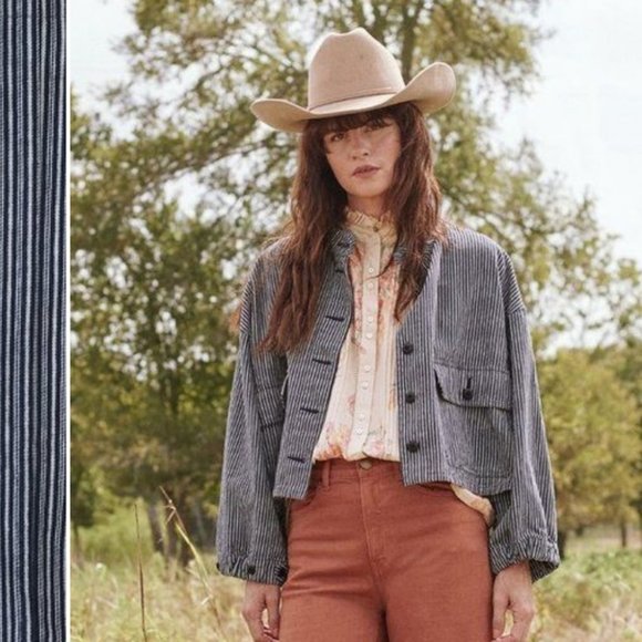 NWT! The Great Pilot Striped Jacket Vintage Hickory Striped Size 3 - Picture 3 of 15